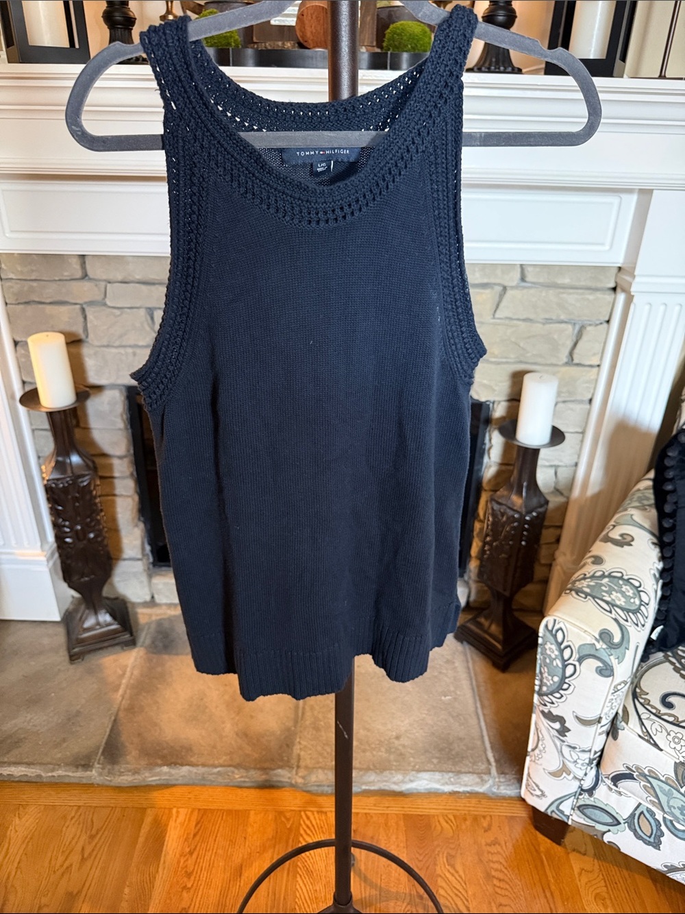 Tommy Hilfiger Black Knit Scoop Neck Tank Sweater